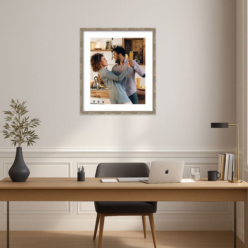 Cadre photo Mila, Mila argent foncé lisse blanc éclatant, 20x24 Matted to 16x20