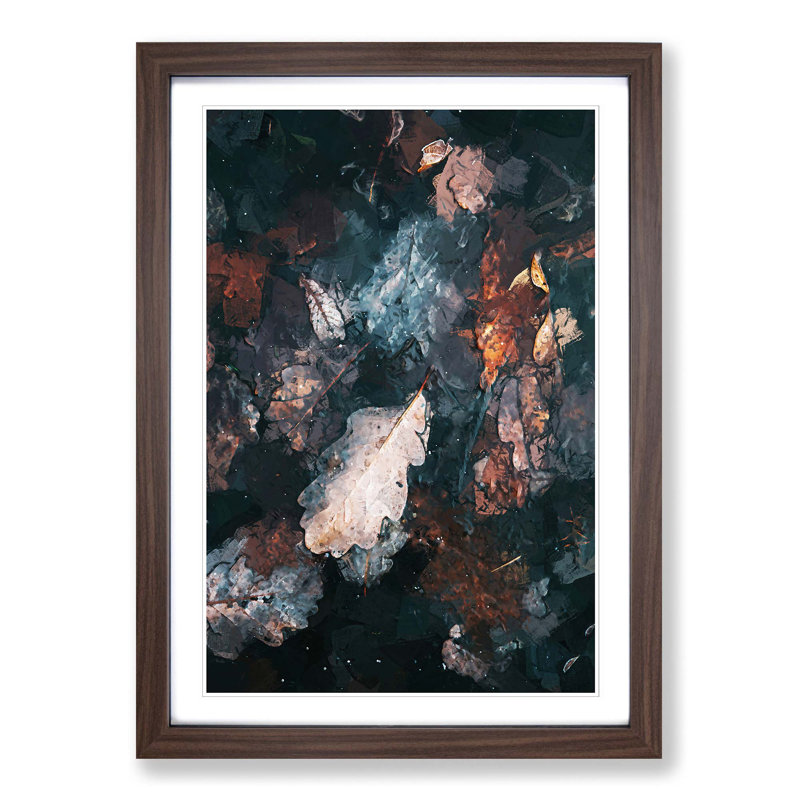 Autumnal Leaves in Abstract - Picture Frame Graphic Art Print, 48cm H x 36cm W x 2cm D, Walnut Framed