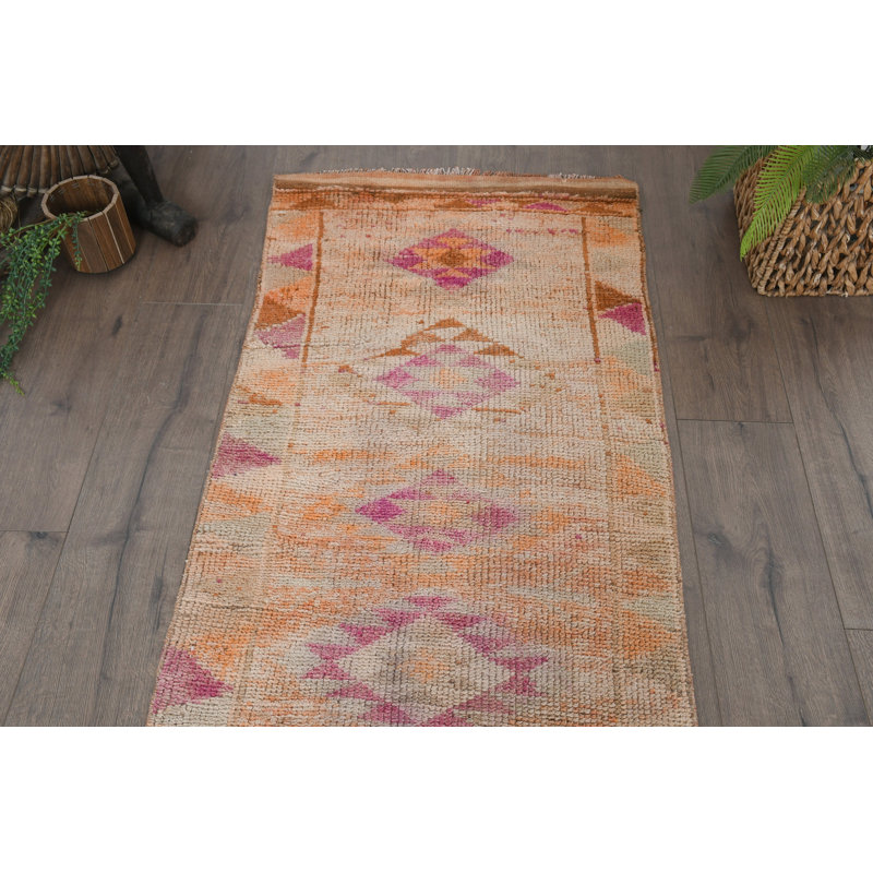 Tapis de couloir bohémien en laine 29,5 x 165,4 pouces
