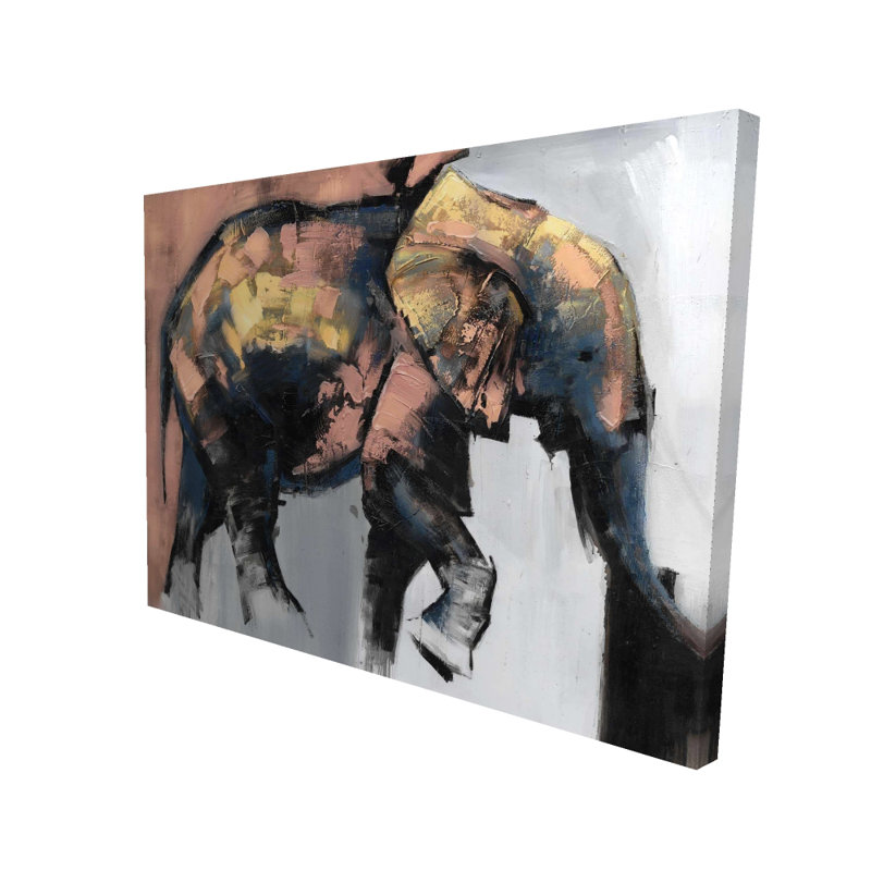 Magnifique toile éléphant - Gris contemporain