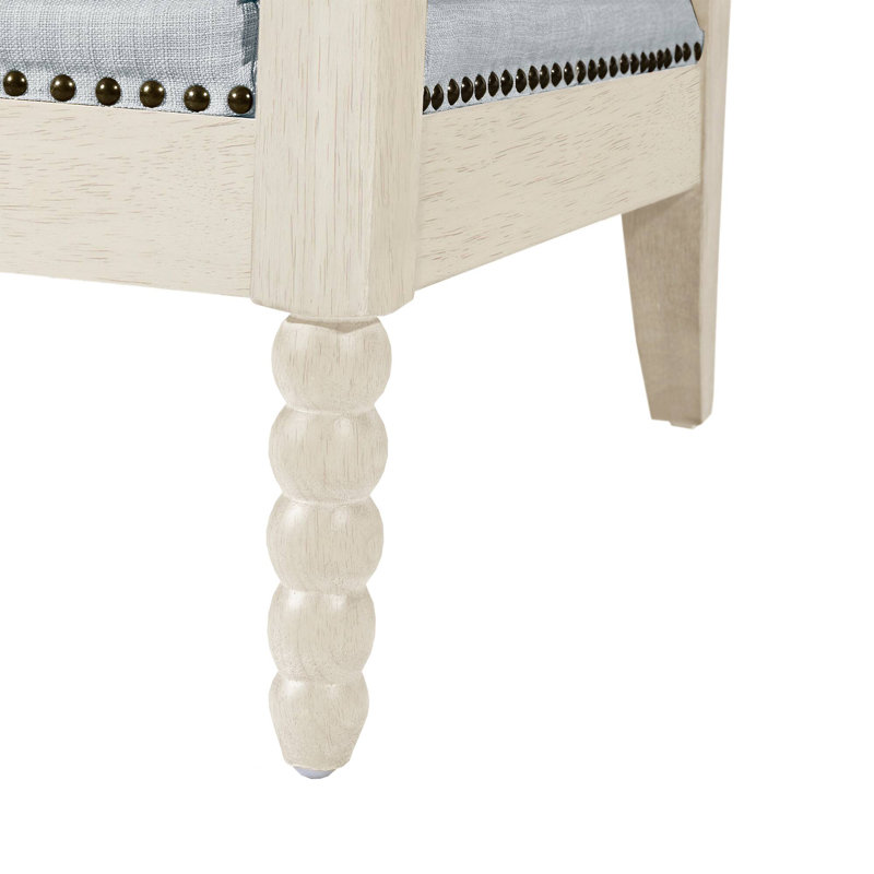 Fauteuil Donohue, Polyester bleu clair, Crème antique