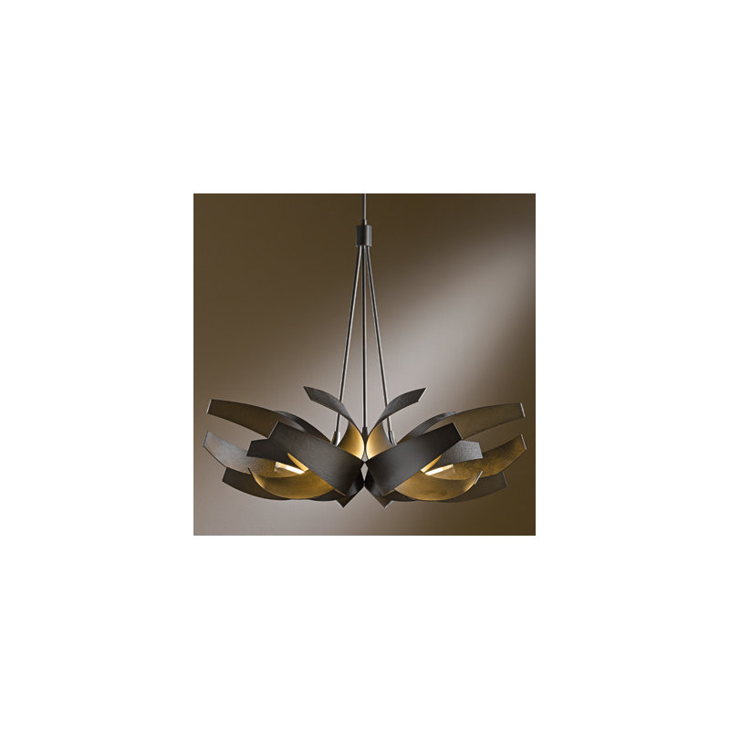 Corona 6 - Light Unique/Statement Geometric Chandelier, Dark Smoke, 29.2" H x 35.1" W x 35.1" D