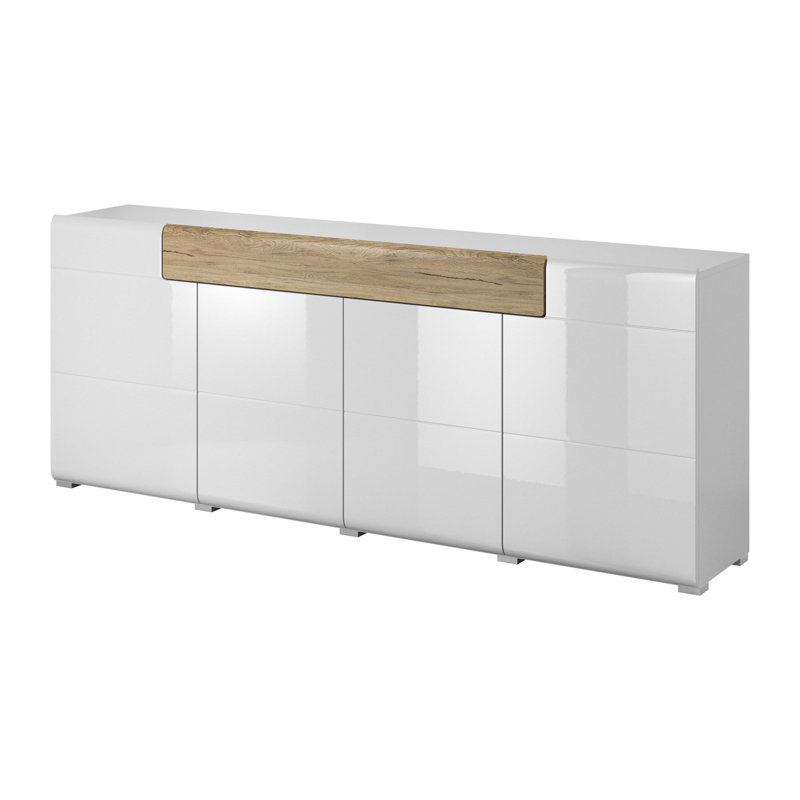 Toledo 208cm Sideboard, White/Oak