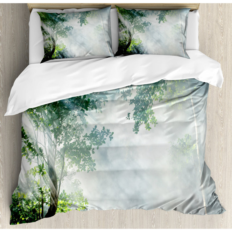 Rustic Polyester Floral Duvet Cover, Queen Duvet Cover + 2 Pillow Shams