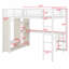 Structure de lit mezzanine avec garde-robe intégrée, bureau et tablettes de rangement