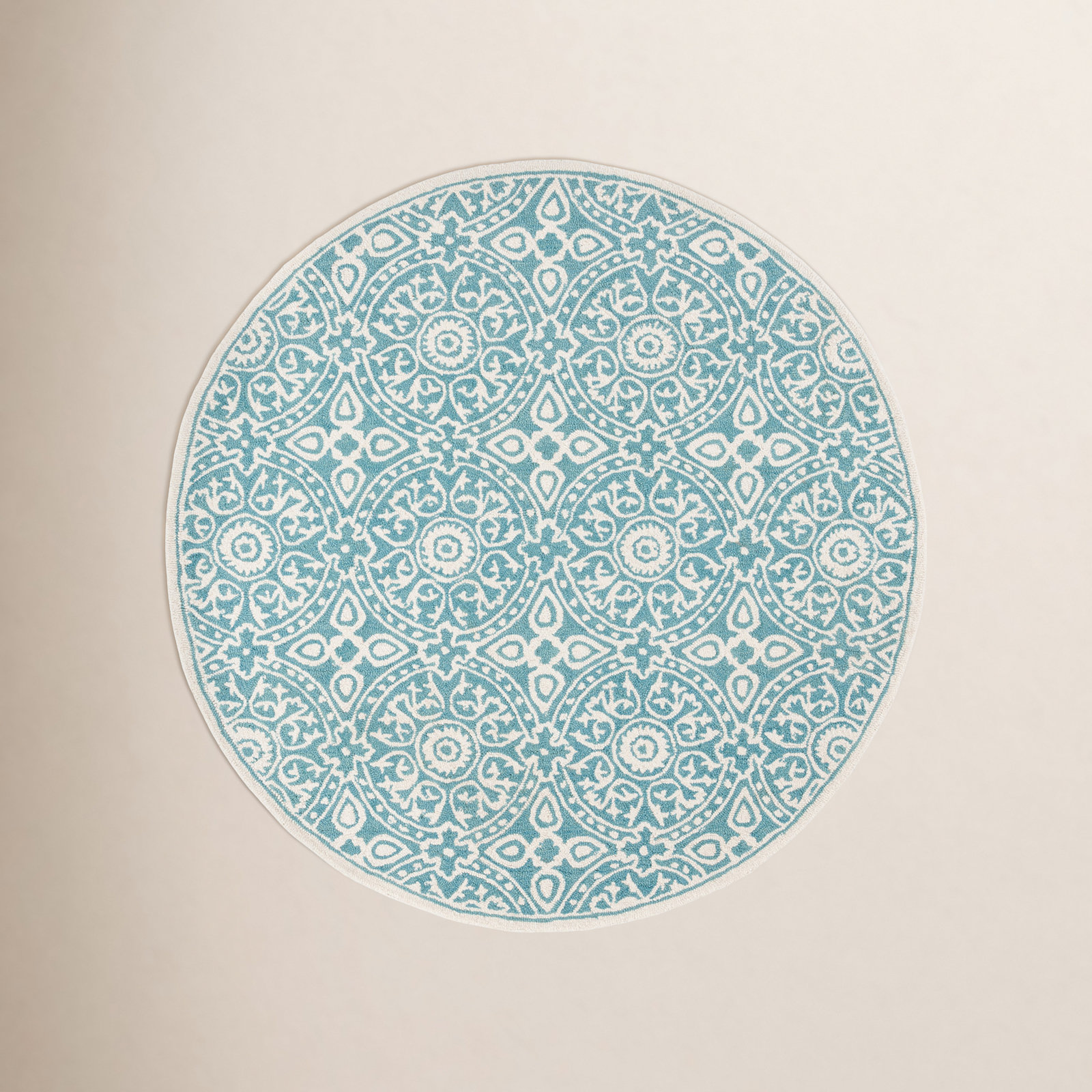 Hand-Tufted Wool Geometric Rug, Round 6'