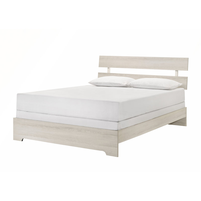 Rustic Platform Bed with Slat Headboard, Full / Double
