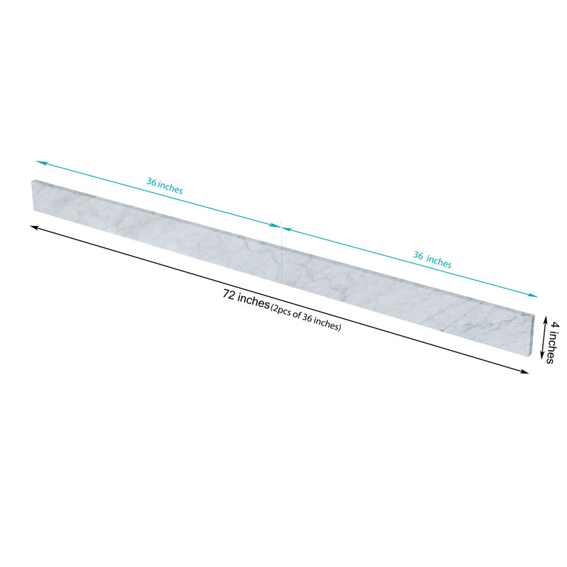 72 in. W Engineered White Marble Backsplash (2pcs of 36in), Natural Carrara Marble