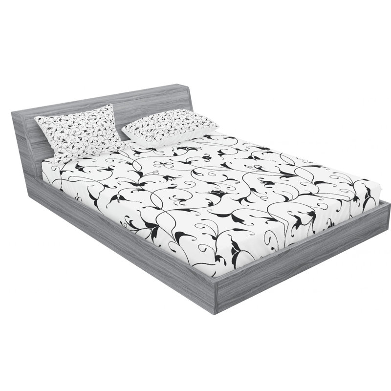 Microfiber Floral Sheet Set, Black Floral, Queen Sheet Set with Fitted Sheet