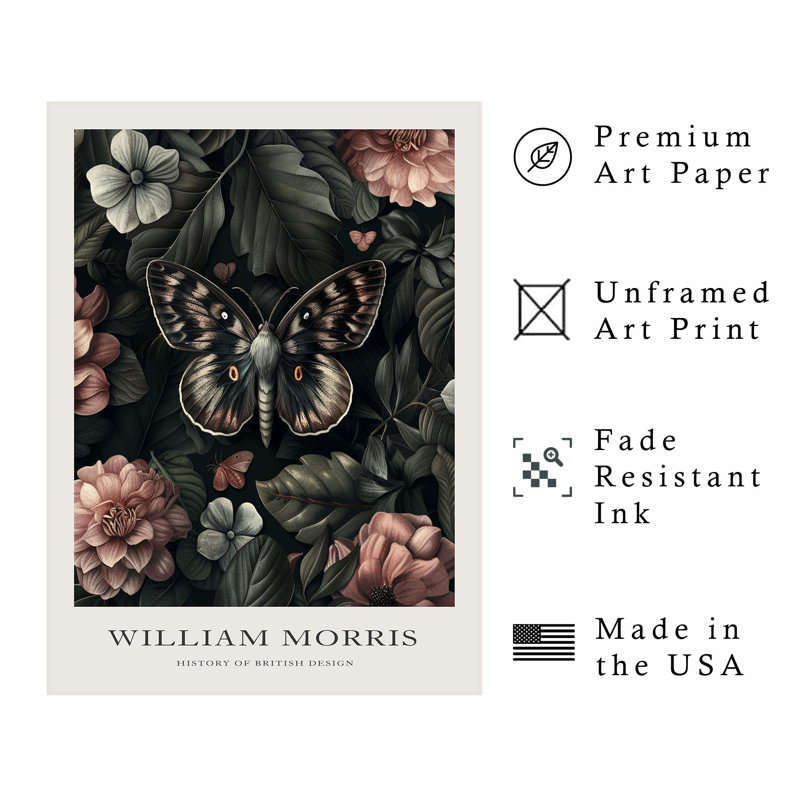 Animaux, reproduction d'art sans cadre William Morris, H 14 po x l 11 po