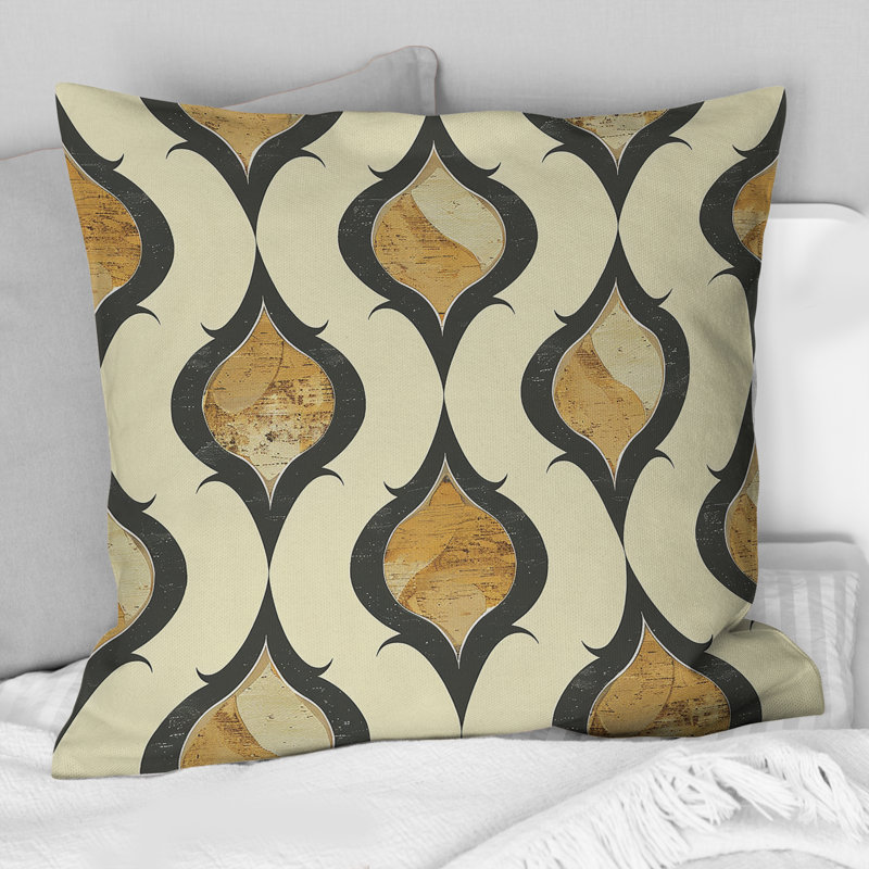 Coussin décoratif brun et beige Ogee Patterns V, H 16 po x l 16 po