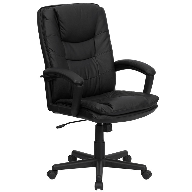 Fauteuil de direction pivotant en cuir à haut dossier Winebrenner avec siège et accoudoirs rembourrés