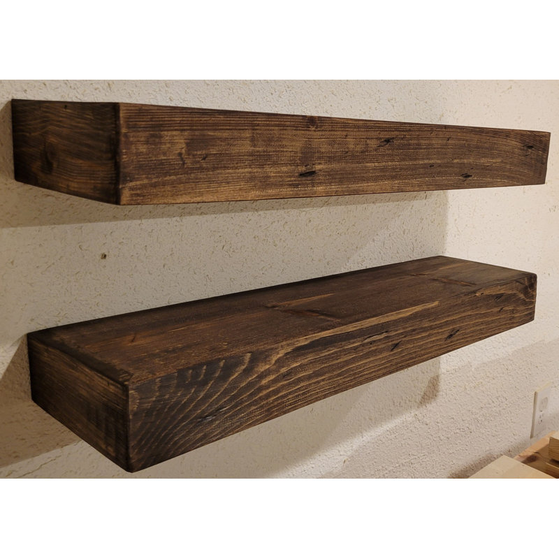 Arzhin Pippi Modern Floating Shelves 3 Inches Thick, Rustic Walnut, 3.5" H x 30" W x 8" D