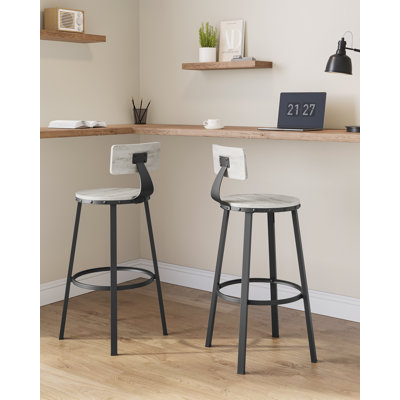 Shakir Counter Stool,Set of 4 Industrial Bar Stool Kitchen Bar Chairs with Backrest, Steel Frame