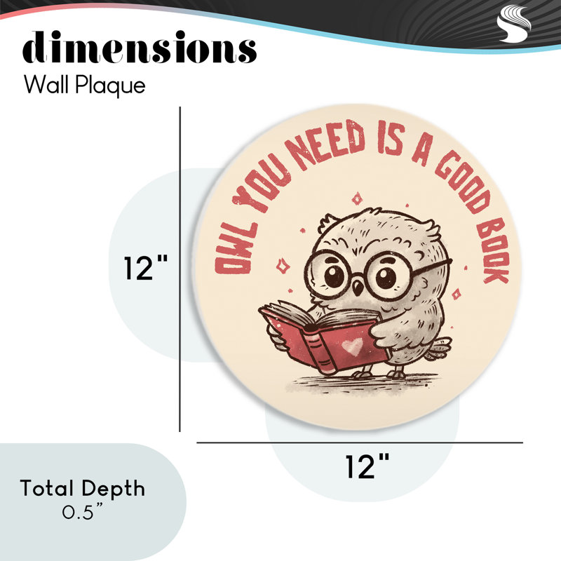 Plaque murale hibou «You Need Good Book», conception par EduEly Designs