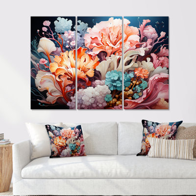 Ensemble de salon art mural rose anémone rose
