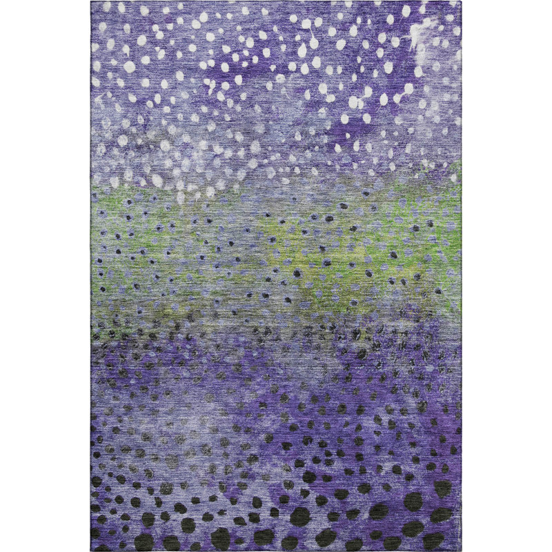 Premium Machine Washable Christina AMF1074 Circles Rug, Rectangle 10 pi x 14 pi
