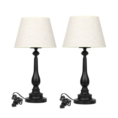 Lampe de bureau 2 pièces avec abat-jour en tissu noir