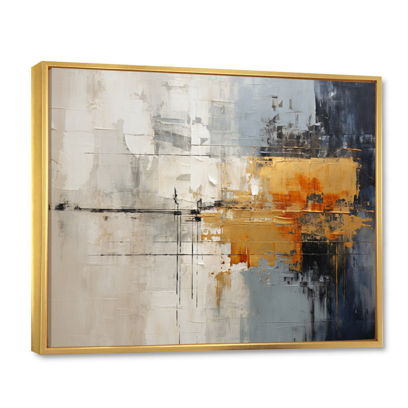 Abstract Cityscape II - Abstract Collages, reproduction d'art sur toile encadrée, H 24 po x l 32 po, Cadre flottant doré
