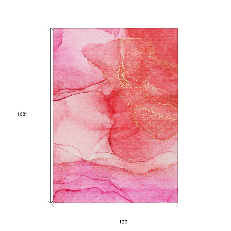 Tapis intérieur lavable antidérapant abstrait 10 pi x 14 pi rose