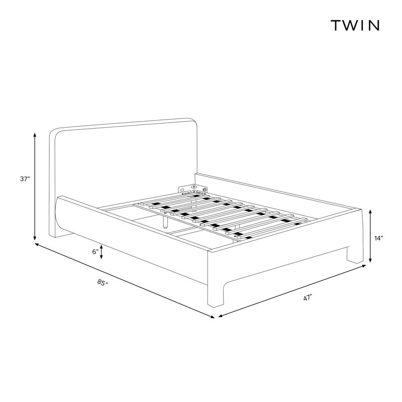 Lit standard tapissier Illy, Simple, Lin blanc texturé Zuma