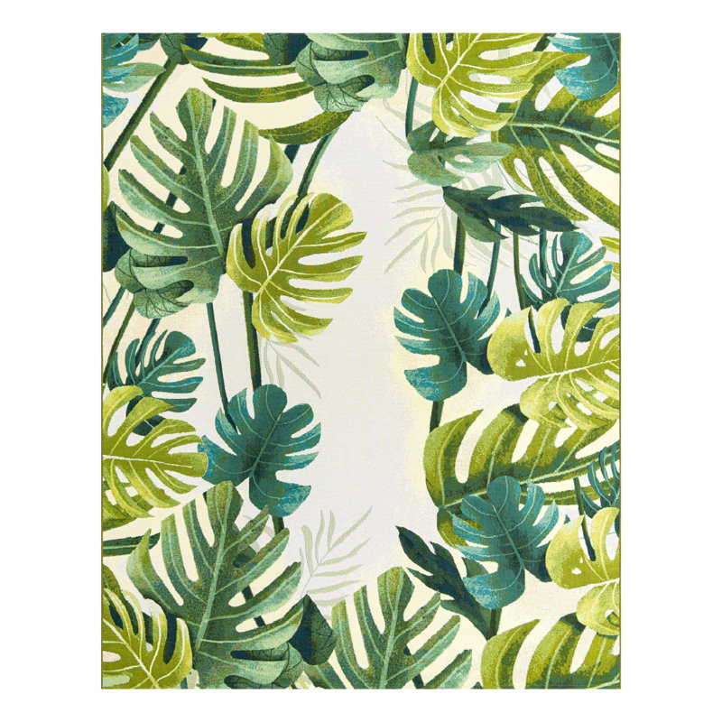 Tapis intérieur / extérieur floral Cindina, Rectangle 7 pi 10 po x 10 pi