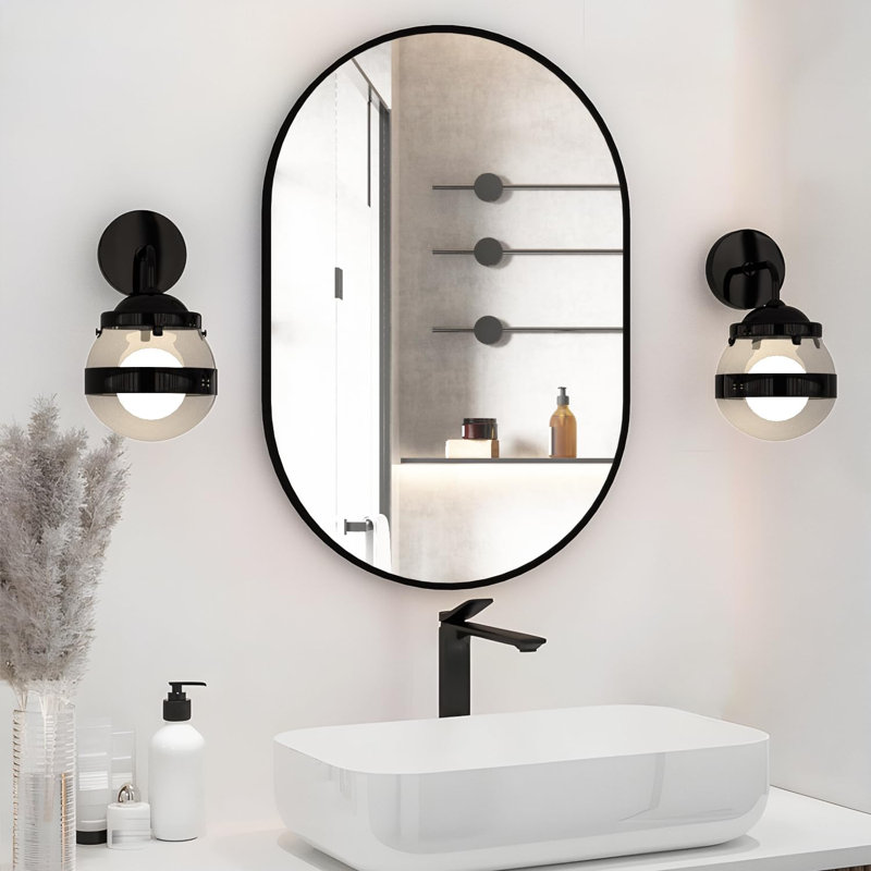 Rathana Oval Wall Overmantel Mirror, Black
