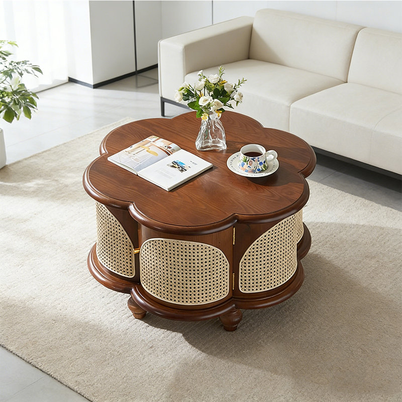 Table basse en osier rétro