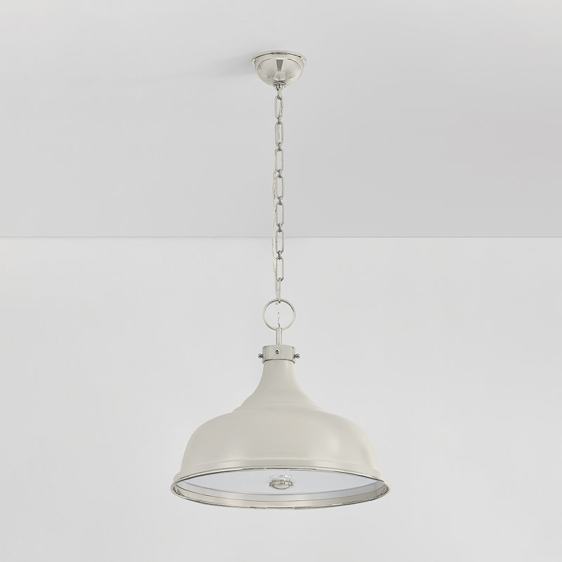 Painted No. 1 Pendant in Polished Nickel and Soft French Blue by Mark D. Sikes, Off-White, Polished Nickel