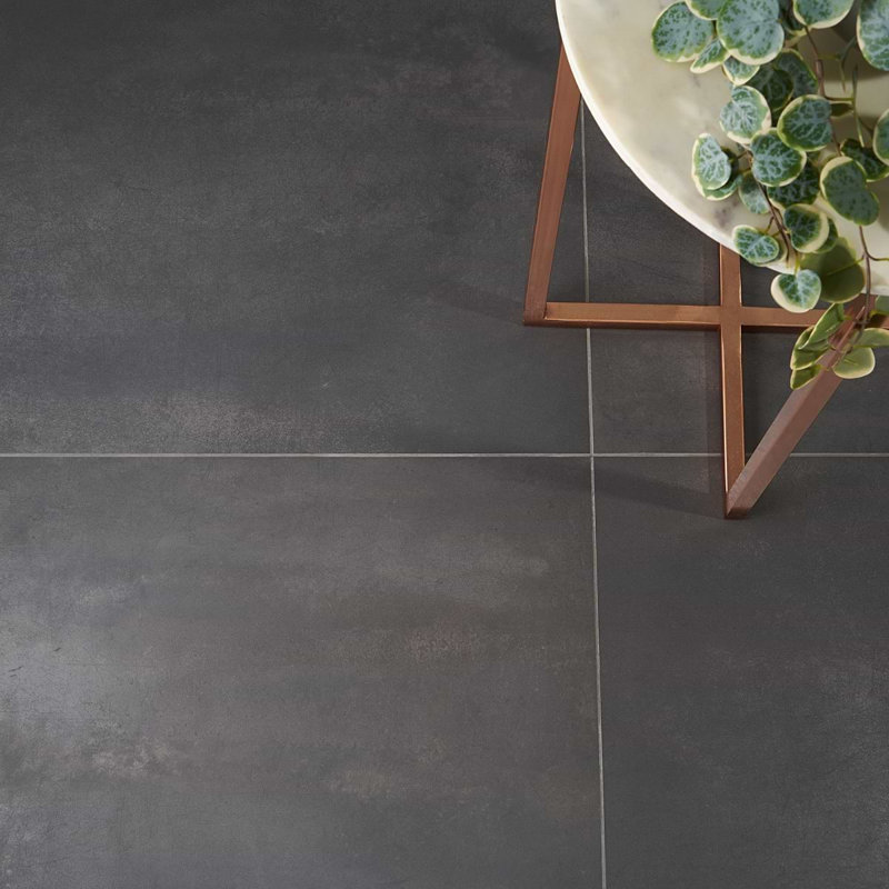 Bond 24x48 Matte Porcelain Tile, Venom Black Charcoal