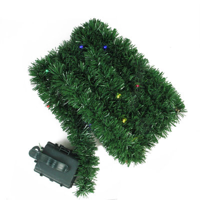 Guirlande 18 'B / O en pin artificiel avec 35 micro lumières multicolores - pré-éclairée
