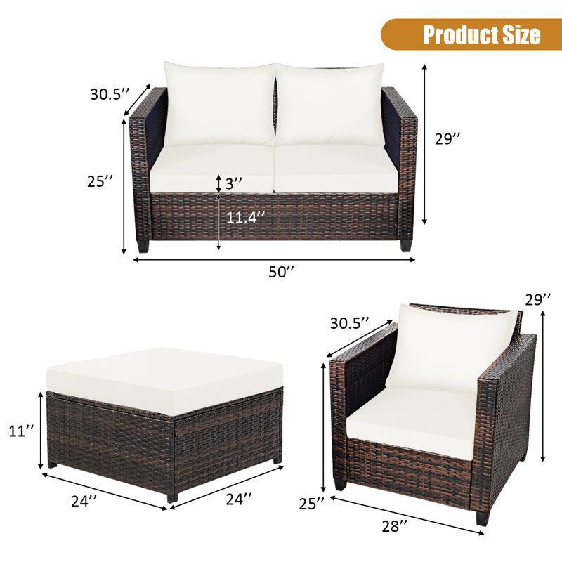 Langston 6 - Person Patio Conversation Set with Cushions, White