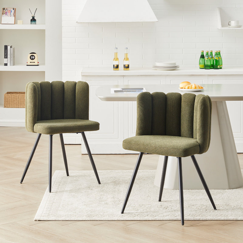 1Er Set Dining Chair,Fabric Lounge Chair, Green Fabric