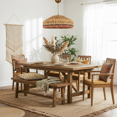 Lustre empire 1 lumière avec abat-jour en macramé Kaia