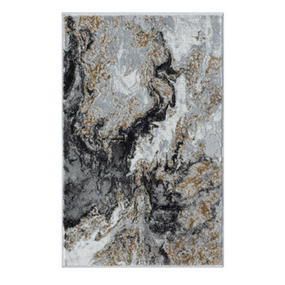 Tapis noir / jaune / gris en polypropylène tissé à la machine HETAL