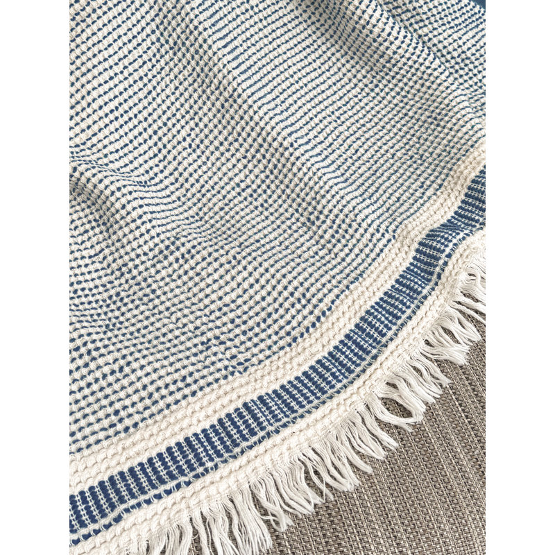 Striped Edge Turkish Cotton Bath Towel, Turquoise foncé