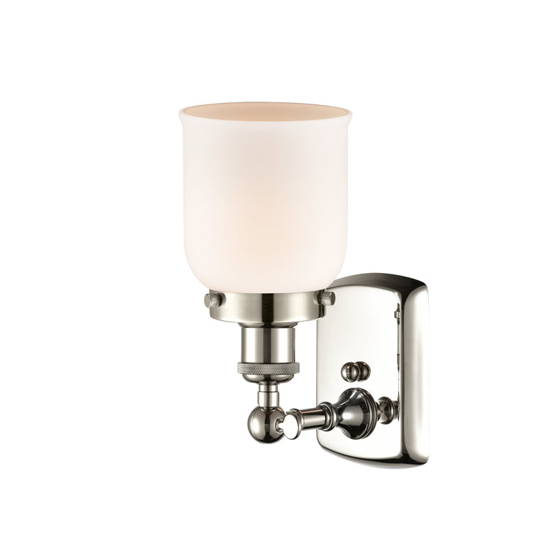 Applique murale à bras 1 lumière nickens, Nickel poli, Ampoule non incluse, Blanc mat