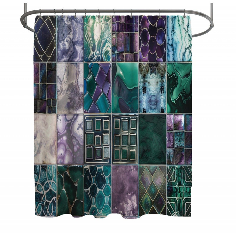 Hisaan Patchwork Shower Curtain, 73"H x 70"W