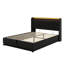 Grand lit moderne avec rangement relevable, cadre de lit à DEL avec station de charge, lit plateforme tapissier avec tête de lit à oreilles, télécommande, lumières DEL-1457916995-1457917053