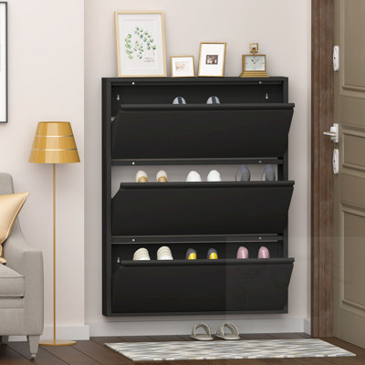 Armoire à chaussures murale avec 3 tiroirs rabattables