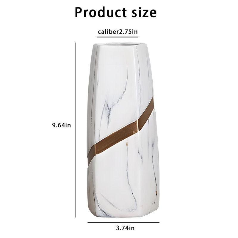 Vase en céramique, Blanc, H 9,64 po x l 3,74 po x P 3,74 po