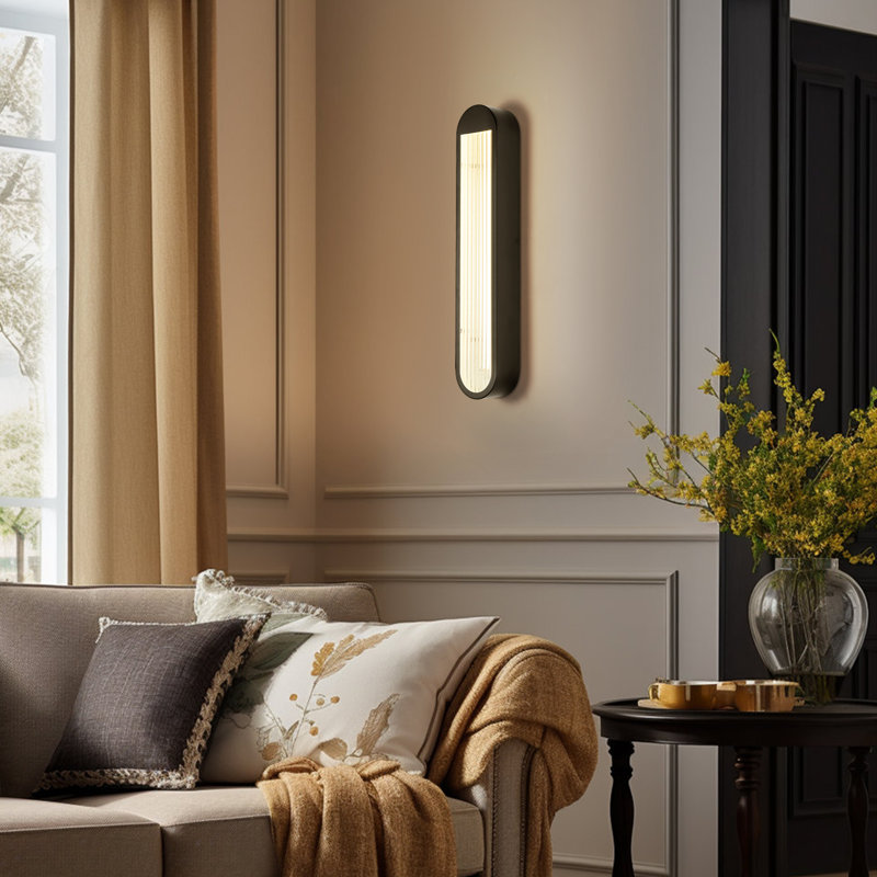 22.6 in. Modern Linear LED Flush Mount Wall Sconce Light, Matte Black
