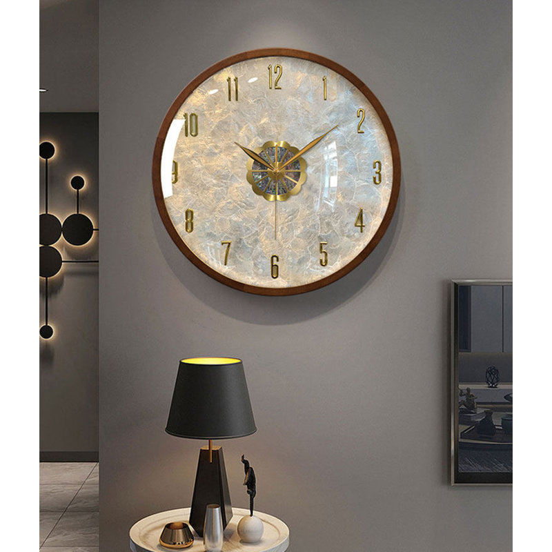 Luxury Mother of Pearl Wall Clock with Solid wood Frame, Small