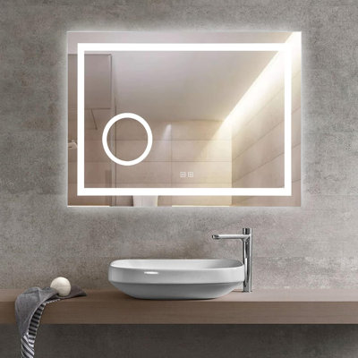 Miroir intelligent à DEL avec antibrouillard à intensité variable et miroir grossissant 3 po intégré