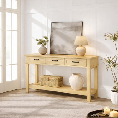 Entryway Table, Console Table with 3 Storage Drawers, 3 Tier Farmhouse Wooden Sofa Table, Hallway Tables