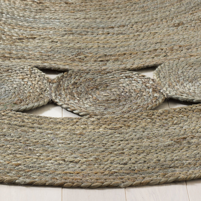 Salinas Natural Fiber Hand Woven Jute Geometric Rug, Round 5'