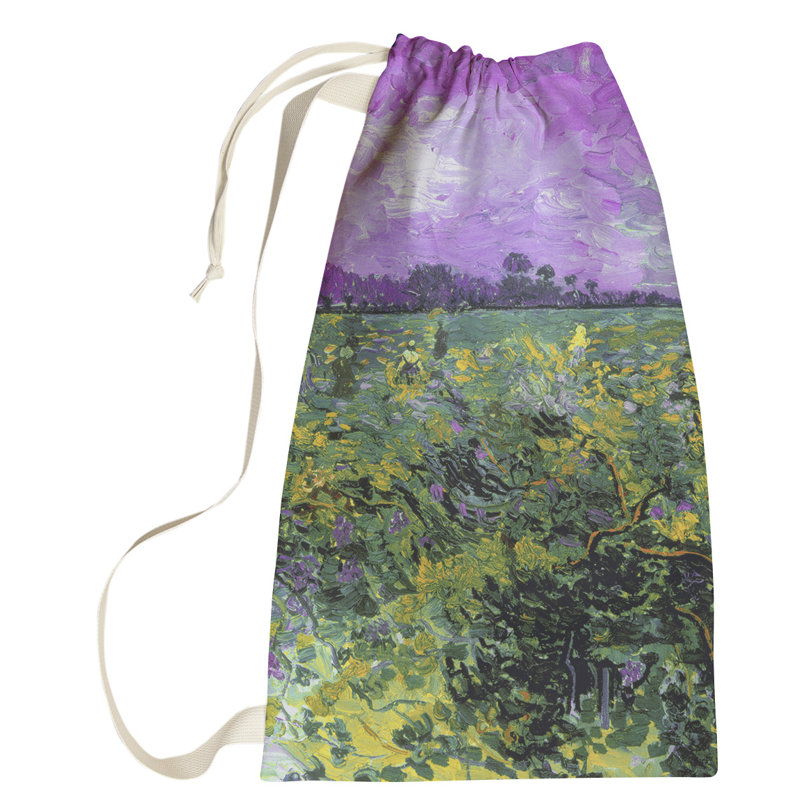 Panier à linge en vineyard avec coussin ciel Browerville, Petit (H 18 po x l 29 po x P 1,5 po), Mauve / Vert