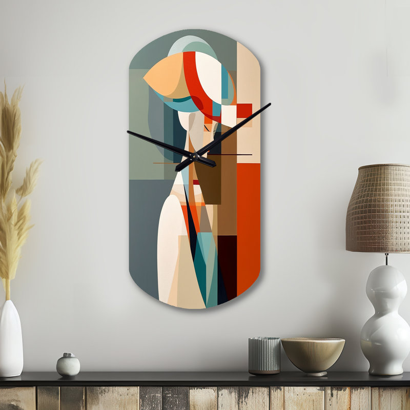 Art féminin, art déco IV - femme, Pop Art, horloge murale asymétrique en métal, impression d'horloge murale moderne, Grand