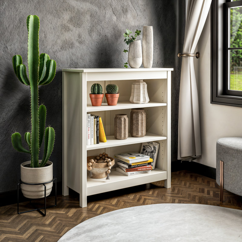 Bibliothèque en bois massif de style Shaker classique, (3 tablettes) H 36 po x l 30 po x P 13,25 po, Blanc cassé