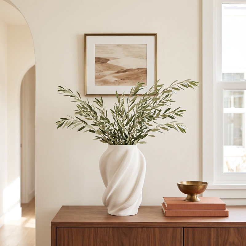 Minze Murano 3D Printed Vase, White, 15" H X 11" W X 10" D